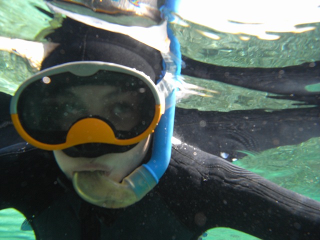 Elisa comme une crevette dans l'eau!